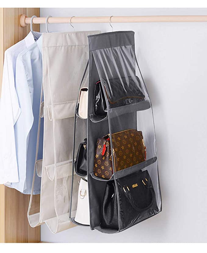 Smartuble™ 6-Pocket Foldable Hanging Handbag Organizer – Perfect for Living Room, Bedroom, and Closet Storage