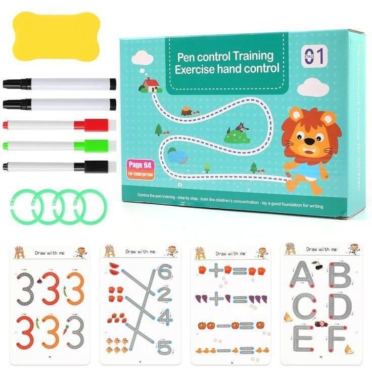 64-Page Reusable Tracing Workbook with 3 Free Pens & Eraser + Bonus PDF: Phone-Free Activities, 100 Kidsā Stories & 100 Fun Facts