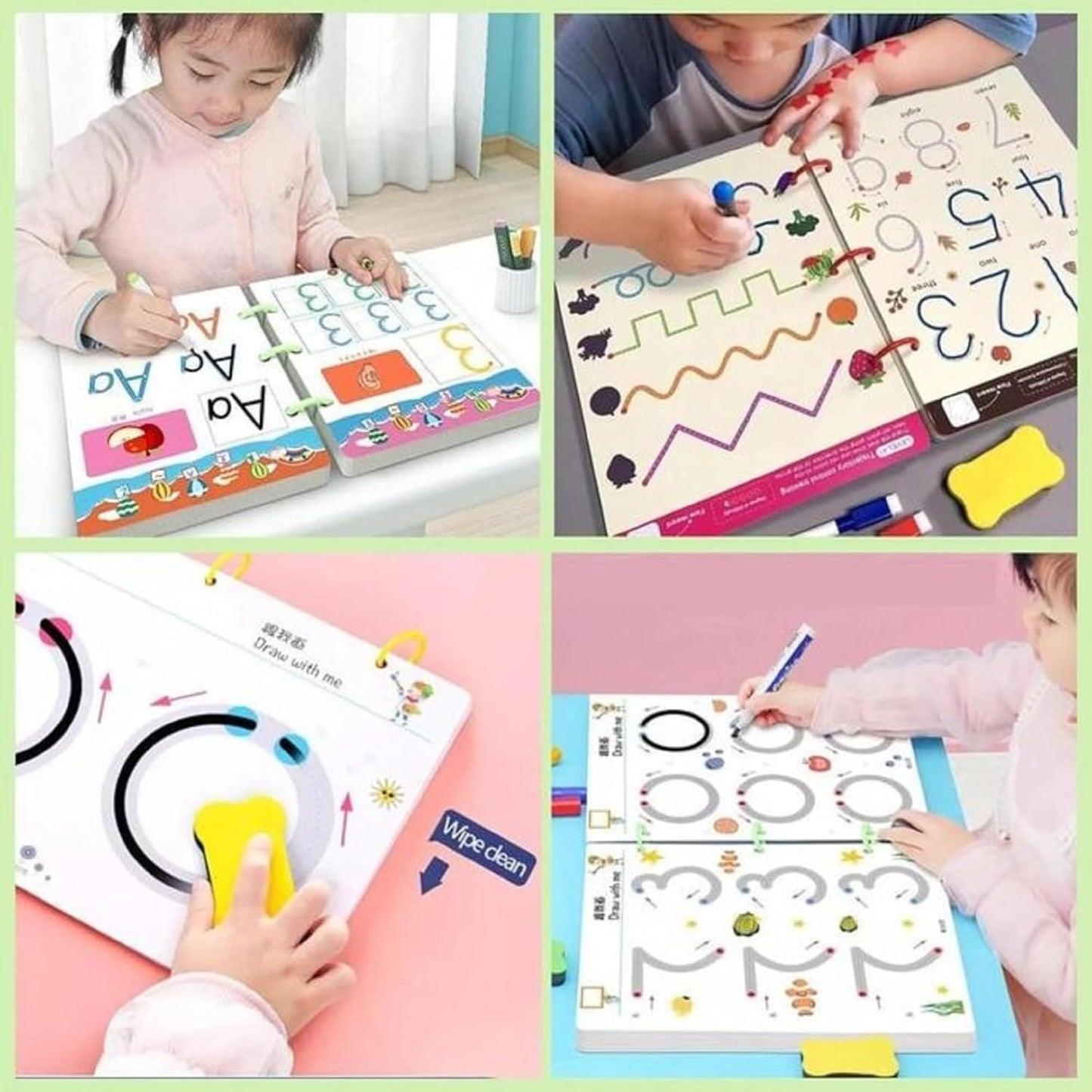 64-Page Reusable Tracing Workbook with 3 Free Pens & Eraser + Bonus PDF: Phone-Free Activities, 100 Kidsā Stories & 100 Fun Facts