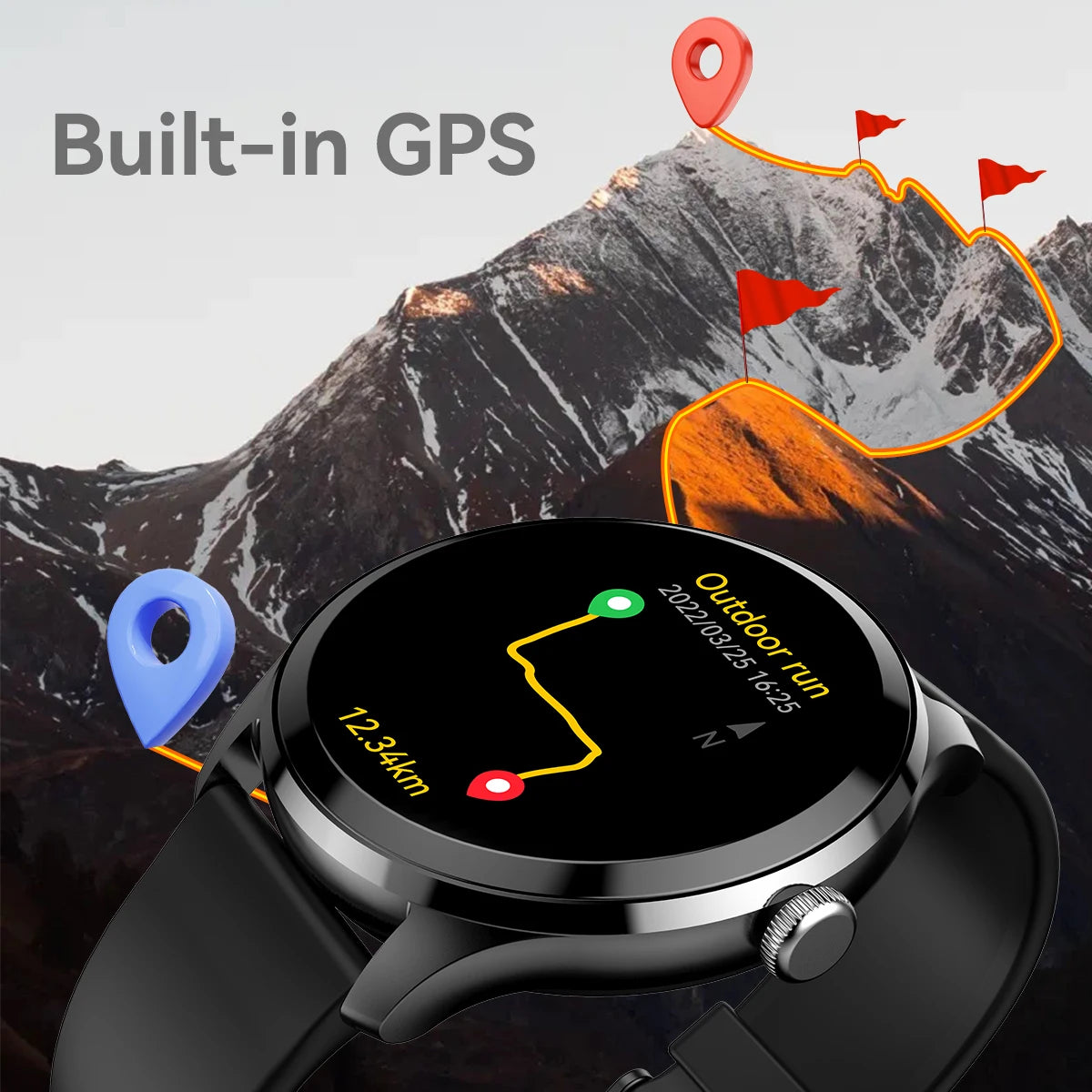 New Fitness Tracker GPS Smart Watch 1.3'' Display Built-in GPS & 5ATM Waterproof /Receive Phone Calls Smartwatch