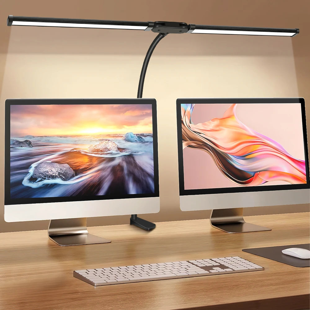 LED Desk Lamp for Office Home Eye-Caring Desk Light with Stepless Dimming Adjustable Flexible Gooseneck USB Desk Lamp with Clamp