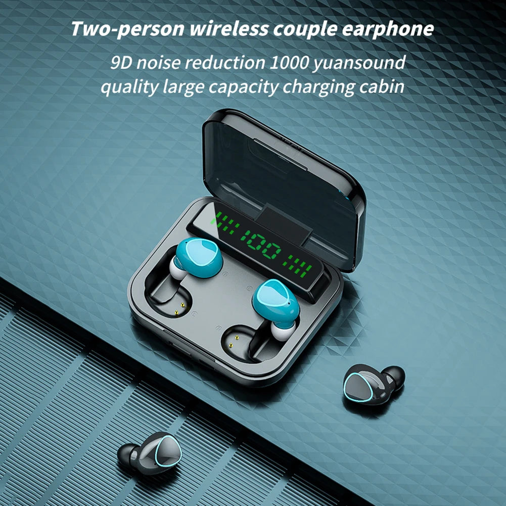 Wireless Headphones Noise Reduction TWS Earphones with Microphone Bluetooth-Compatible 5.1 Couple Earbuds for Double People
