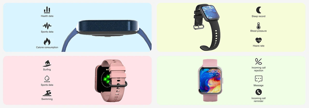Smart Watch For Men Women Sports Fitness Tracker Heart Rate Blood Oxygen Monitoring IP68 Waterproof Custom Dial Smartwatch