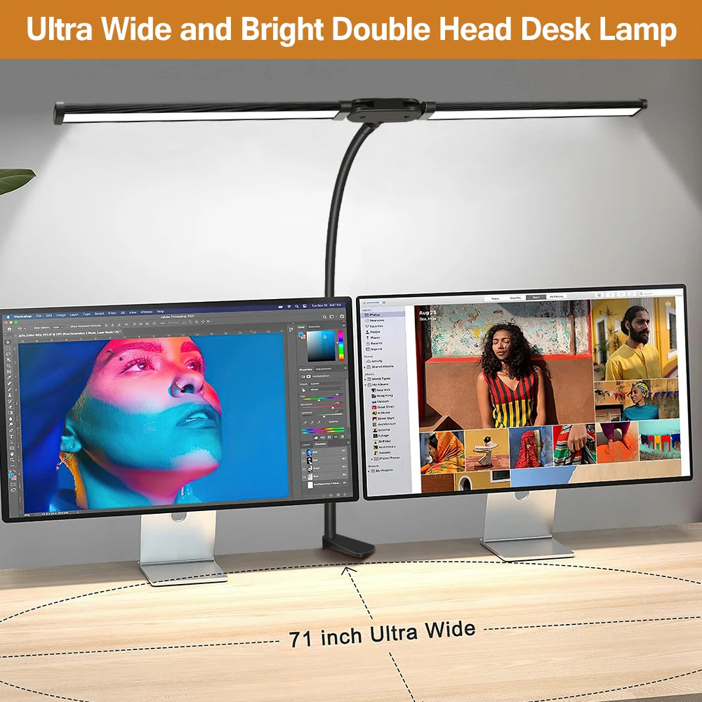 LED Desk Lamp for Office Home Eye-Caring Desk Light with Stepless Dimming Adjustable Flexible Gooseneck USB Desk Lamp with Clamp