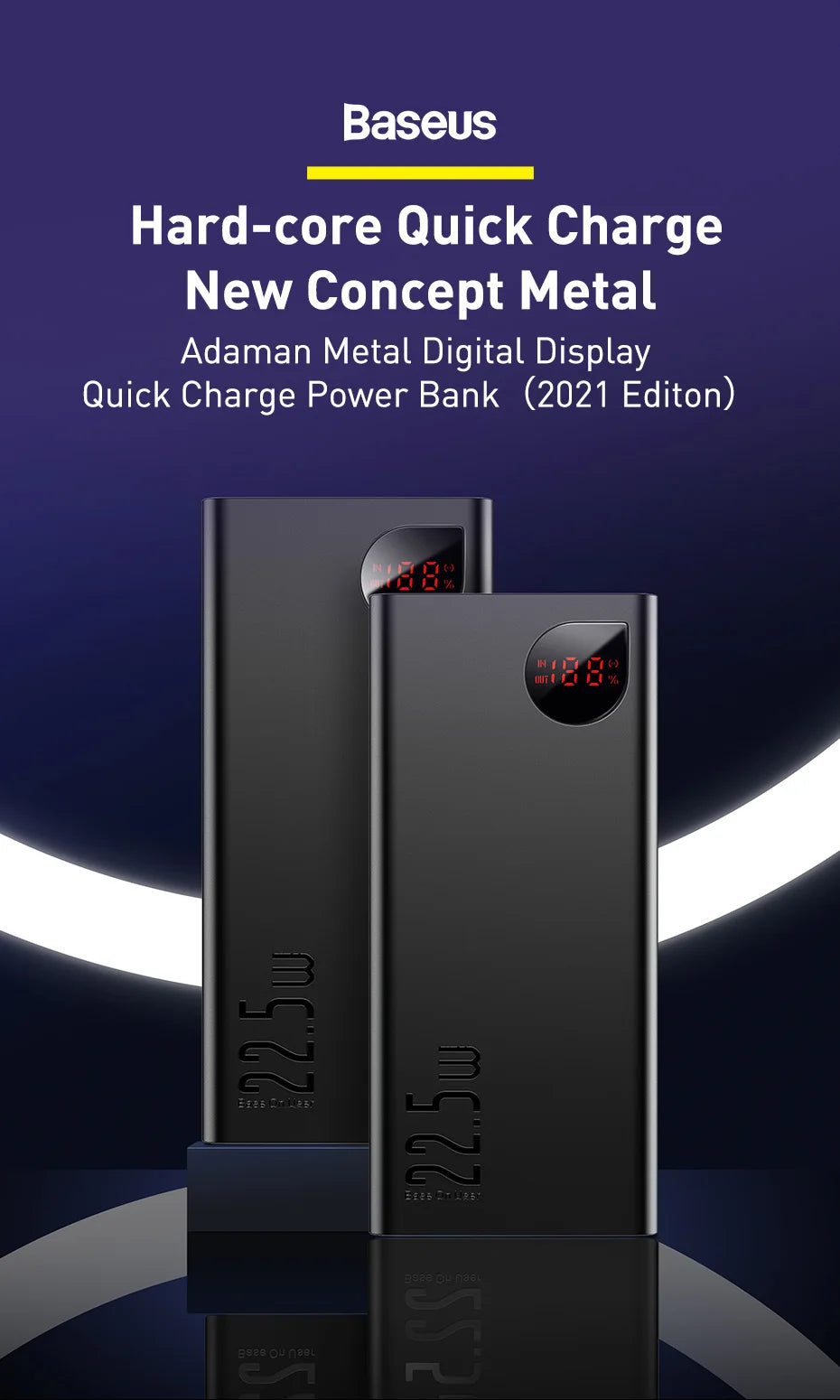 Baseus Power Bank 20000mAh Portable Charger Powerbank 10000mAh External Battery PD 22.5W Fast Charging For iPhone 16 15 Xiaomi