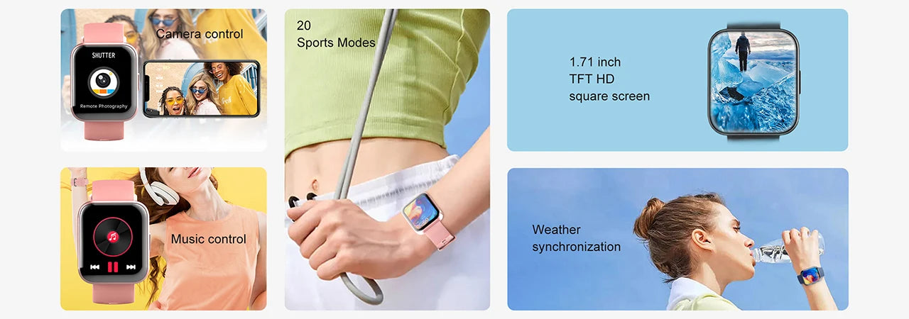 Smart Watch For Men Women Sports Fitness Tracker Heart Rate Blood Oxygen Monitoring IP68 Waterproof Custom Dial Smartwatch