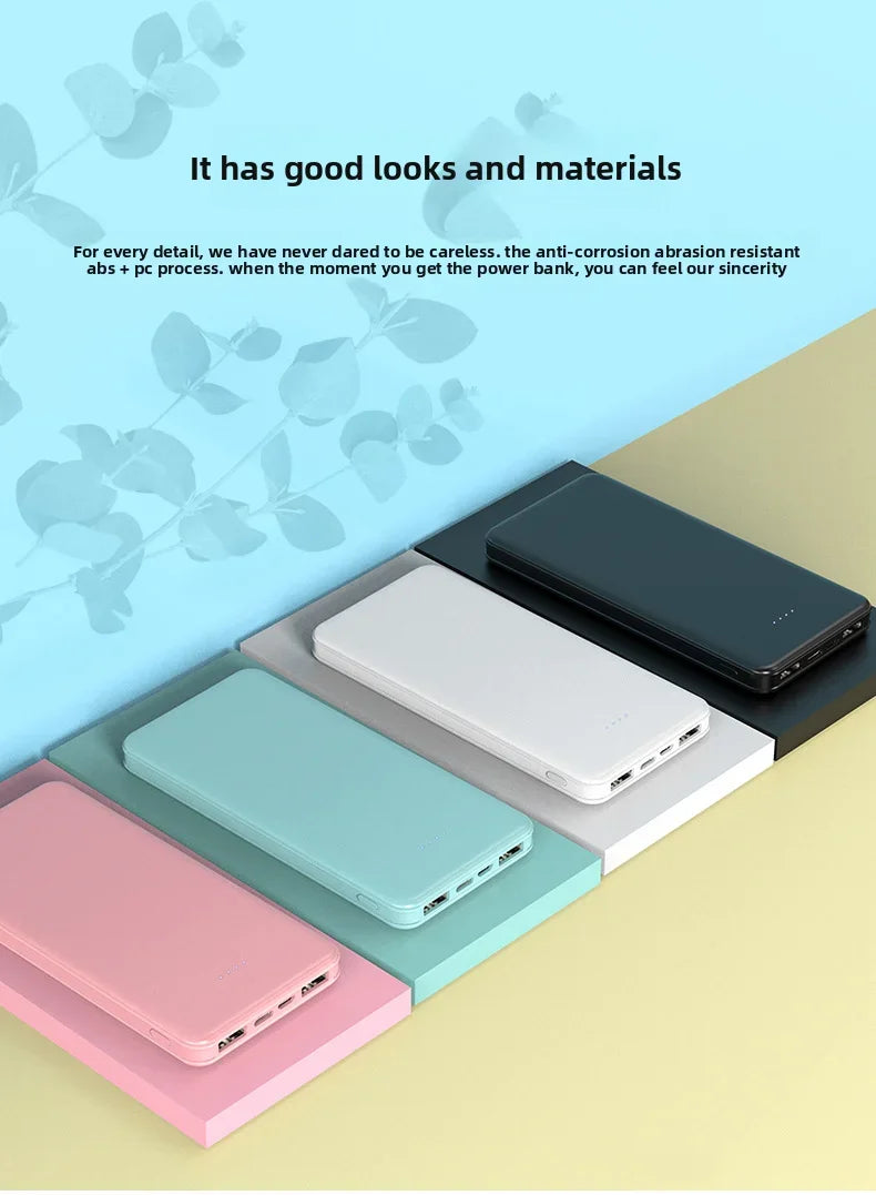 New Portable Power Bank 10W Super Fast Charger 20000mAh Ultra Large Capacity Dual Output Dual Input Design External Battery Pack