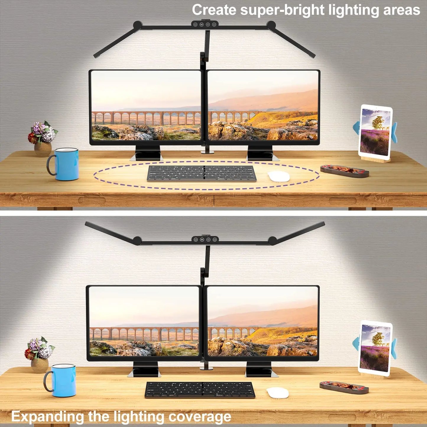 led Desk Lamp with Clamp, 24W Ultra Bright Architect LED Table Lamp for Home Office with Atmosphere Lighting, Automatic Dimming