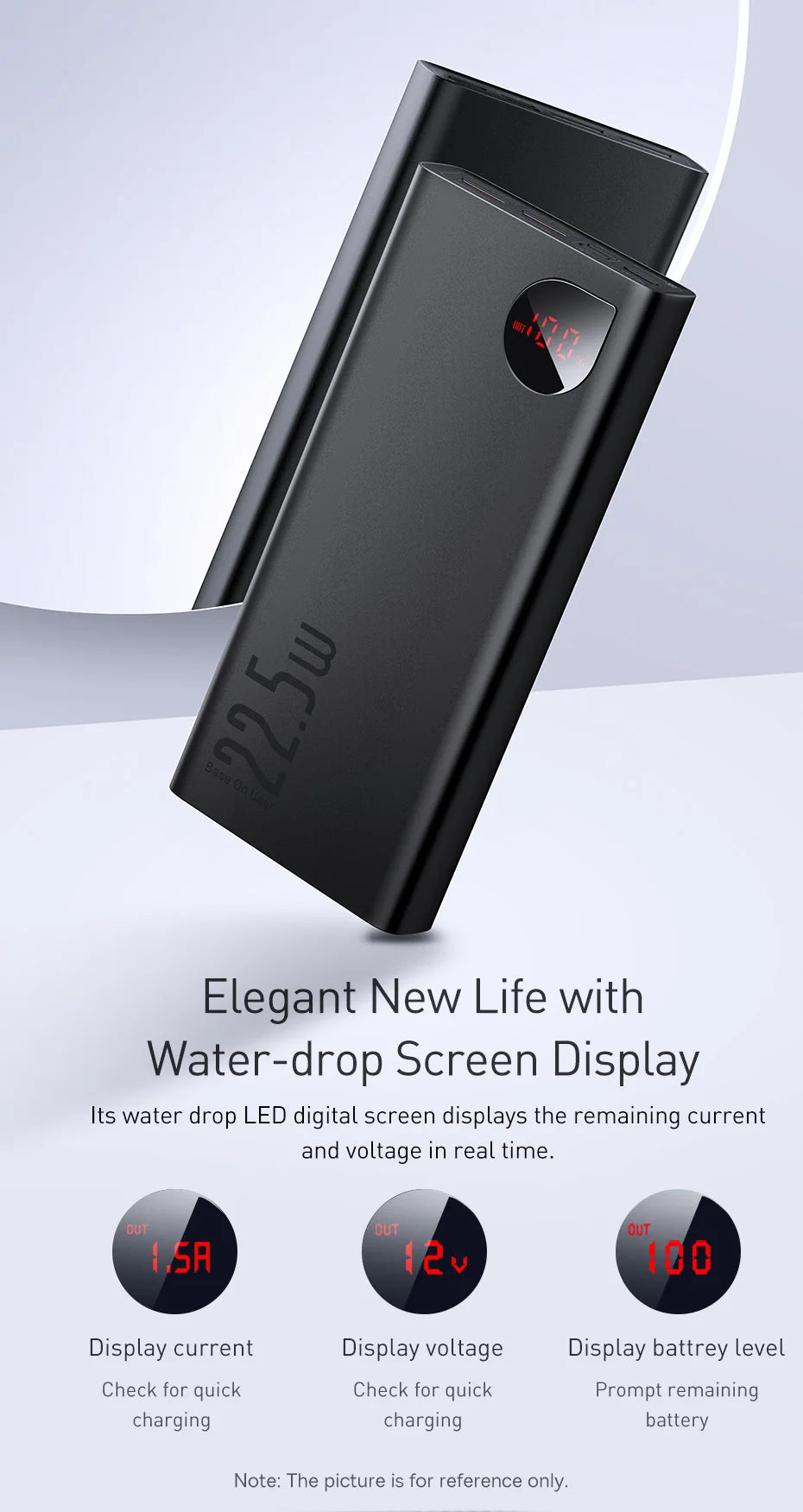 Baseus Power Bank 20000mAh Portable Charger Powerbank 10000mAh External Battery PD 22.5W Fast Charging For iPhone 16 15 Xiaomi