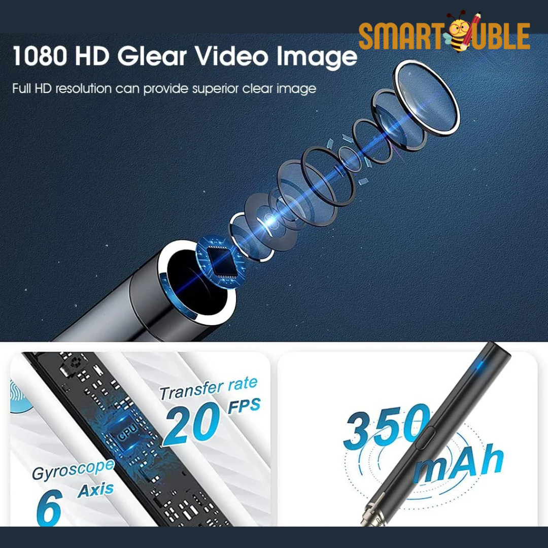 Imported Smart Visual Ear Cleaner Pro – 1080P HD Camera, Safe Silicone Tips & IP67 Waterproof Otoscope Kit