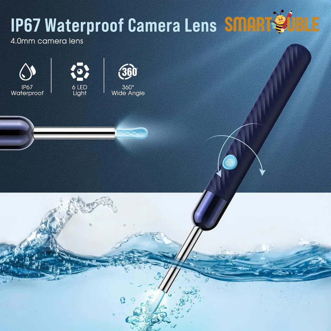 Imported Smart Visual Ear Cleaner Pro – 1080P HD Camera, Safe Silicone Tips & IP67 Waterproof Otoscope Kit