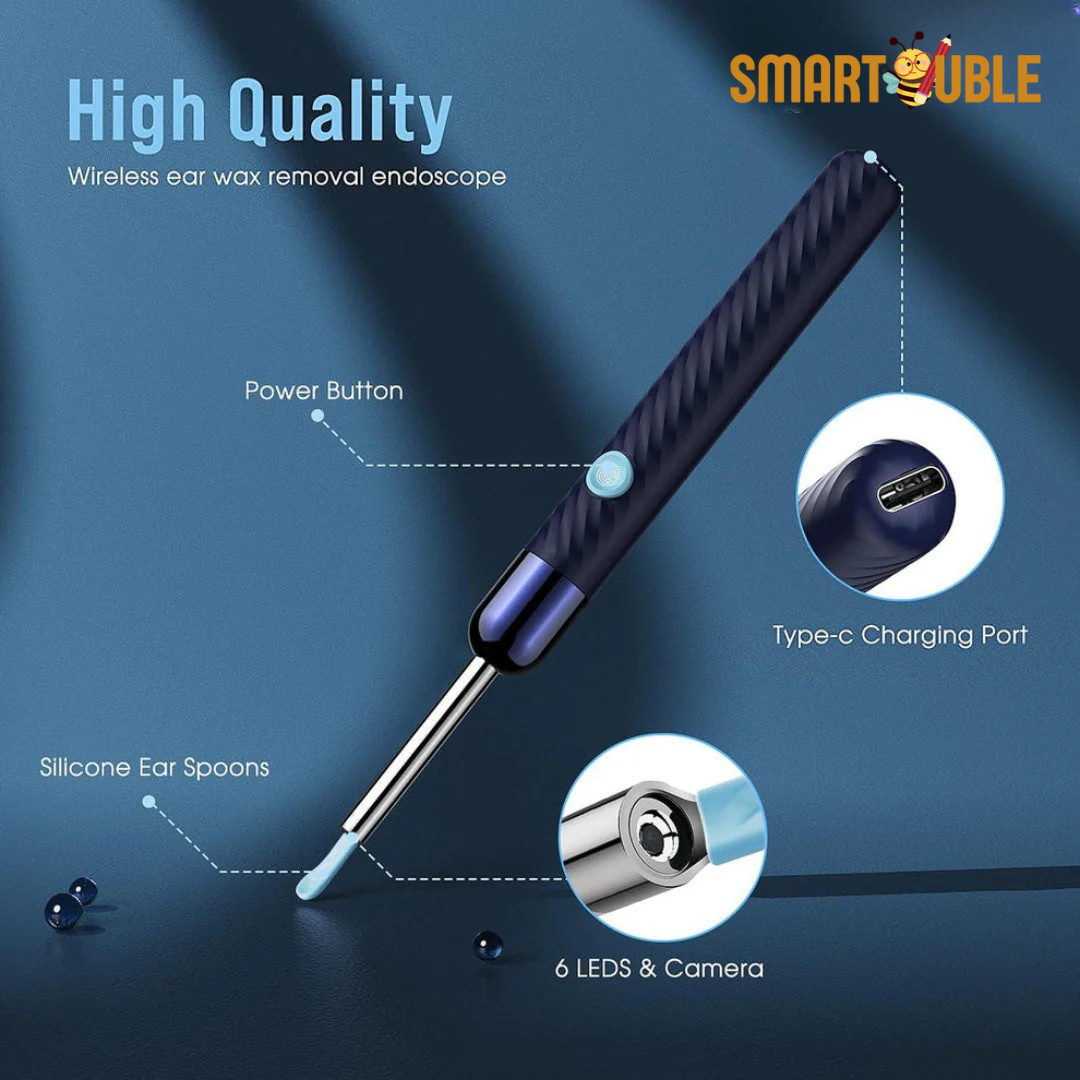 Imported Smart Visual Ear Cleaner Pro – 1080P HD Camera, Safe Silicone Tips & IP67 Waterproof Otoscope Kit