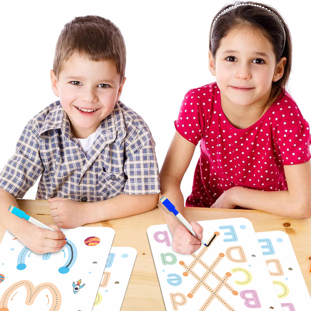 64-Page Reusable Tracing Workbook with 3 Free Pens & Eraser + Bonus PDF: Phone-Free Activities, 100 Kidsā Stories & 100 Fun Facts