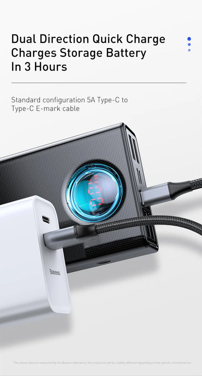 Baseus Power Bank 30000mAh 65W PD3.0 Quick Charging 3.0 FCP SCP Portable External For iPhone 14 12 13 Laptop Tablet Power bank