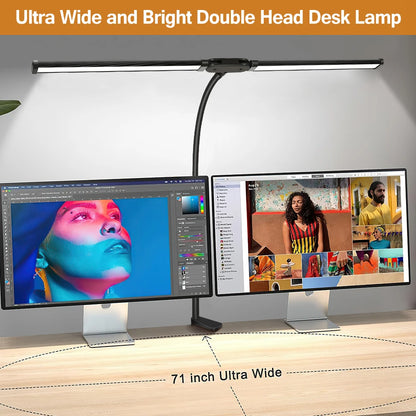 LED Desk Lamp for Office Home Eye-Caring Desk Light with Stepless Dimming Adjustable Flexible Gooseneck USB Desk Lamp with Clamp
