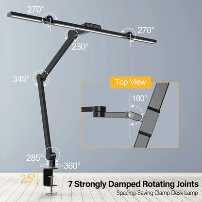 led Desk Lamp with Clamp, 24W Ultra Bright Architect LED Table Lamp for Home Office with Atmosphere Lighting, Automatic Dimming