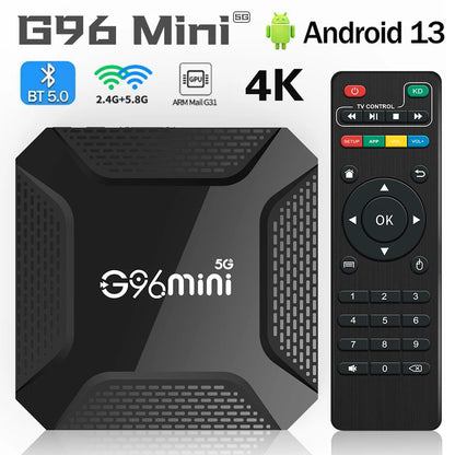 Android 13.0 Smart TV Box  Ultra HD 4K G96 Mini RK3228 2GB16GB BT5.0 2.4G&5G Doual Wifi Multi Language Media Player Set Top Box