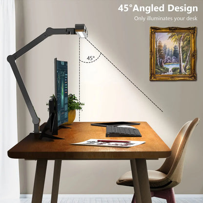 led Desk Lamp with Clamp, 24W Ultra Bright Architect LED Table Lamp for Home Office with Atmosphere Lighting, Automatic Dimming