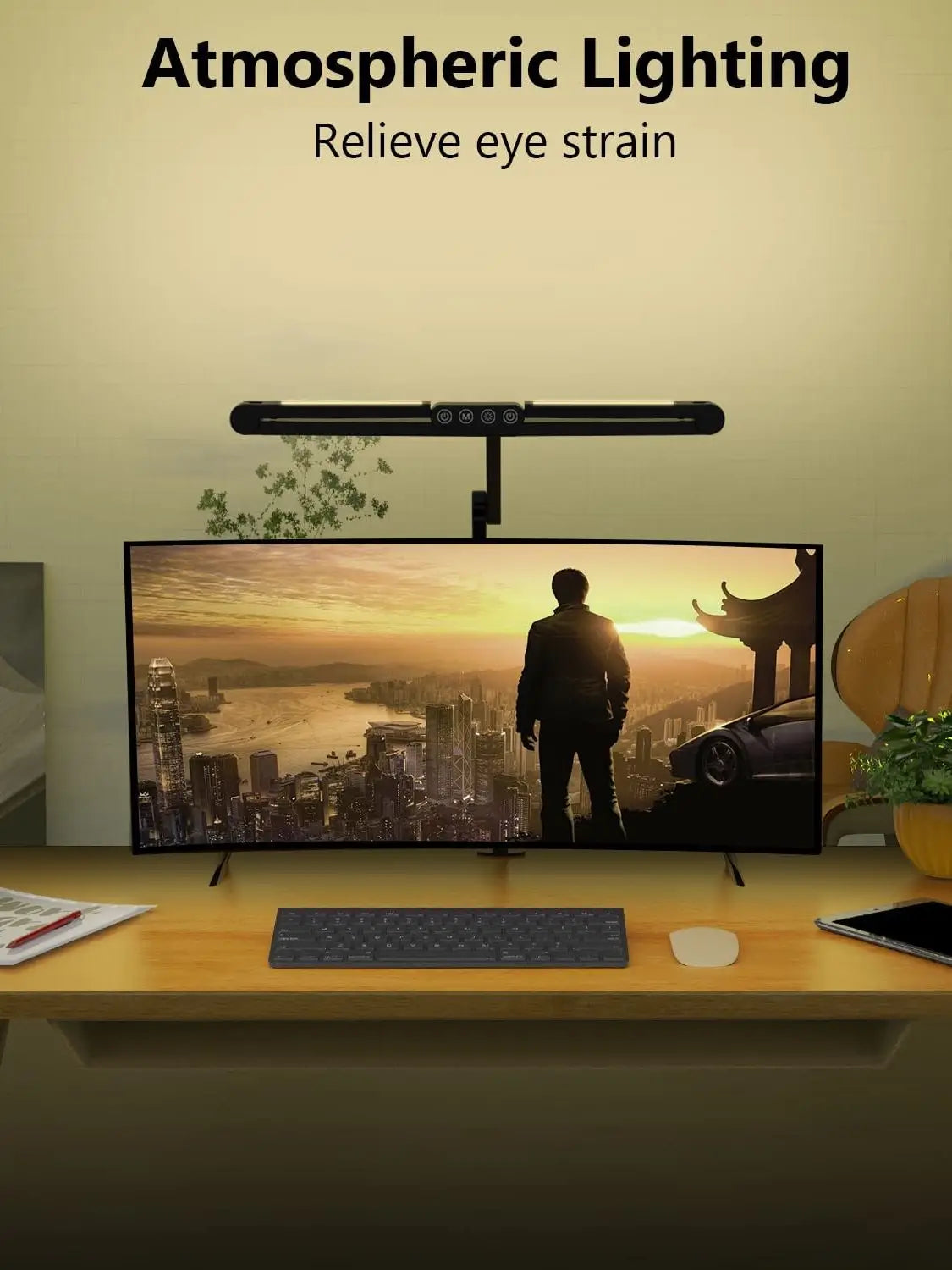 led Desk Lamp with Clamp, 24W Ultra Bright Architect LED Table Lamp for Home Office with Atmosphere Lighting, Automatic Dimming