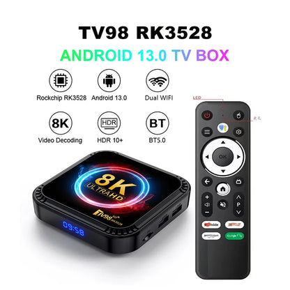 TV98 ATV Ultra HD 8K Smart TV Box Android 13 RK3528 2GB16GB 4GB 32GB/64GB Dual Wifi BT5.0 2.4G&5G Media Player Set Top Box