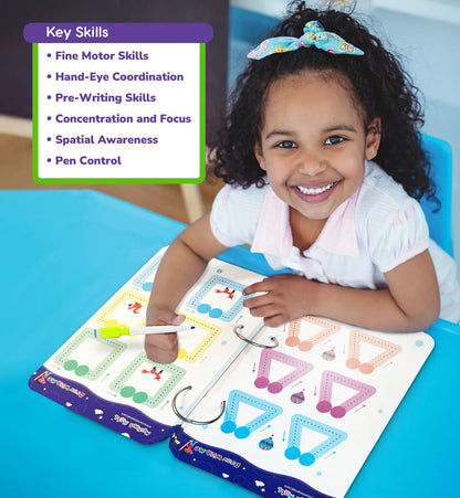 64-Page Reusable Tracing Workbook with 3 Free Pens & Eraser + Bonus PDF: Phone-Free Activities, 100 Kids’ Stories & 100 Fun Facts