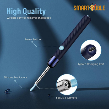 Imported Smart Visual Ear Cleaner Pro – 1080P HD Camera, Safe Silicone Tips & IP67 Waterproof Otoscope Kit